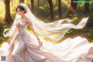 a woman in a wedding dress posing for a picture