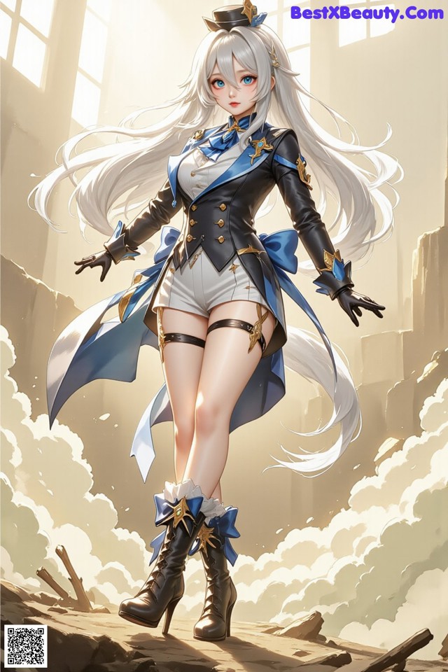Hentai - Luminous Charm of the Aquatic Enchantress Set.2 20250126 Part 15 No.db5d81 A woman with long white hair wearing a blue and white outfit.