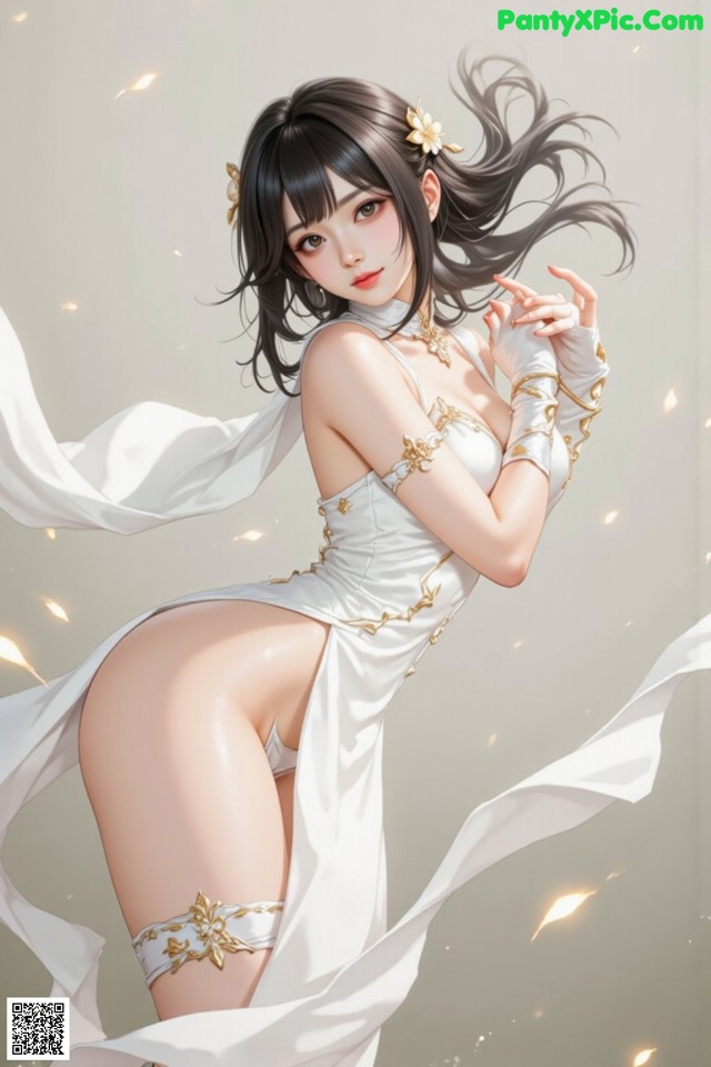 Hentai - The Frozen Elegance That Melts Starlight Set.1 20250104 Part 18 No.5b5d98 A woman in a white dress with a flower in her hair.