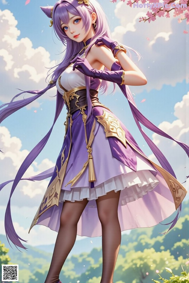 Hentai - Sovereign of Lightning in Exquisite Garb Set.1 20250125 Part 10 No.fe4de3 A woman in a purple dress standing in front of a tree.